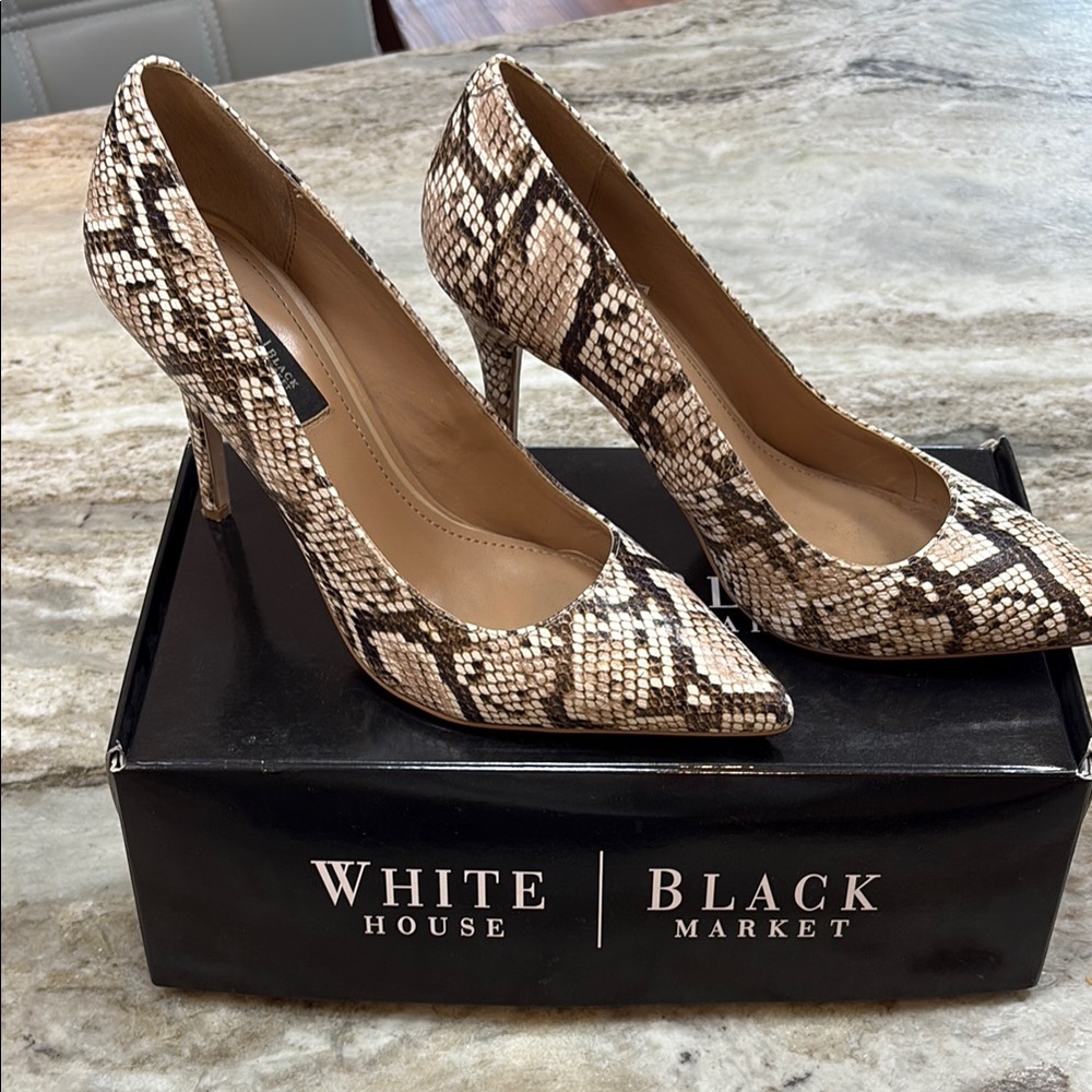White House Black Market Snake Print Pumps